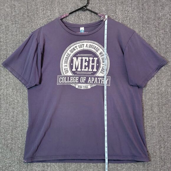 College Of Apathy T-Shirt Mens XL Purple Short Sleeve Crewneck Meh - Picture 3 of 11